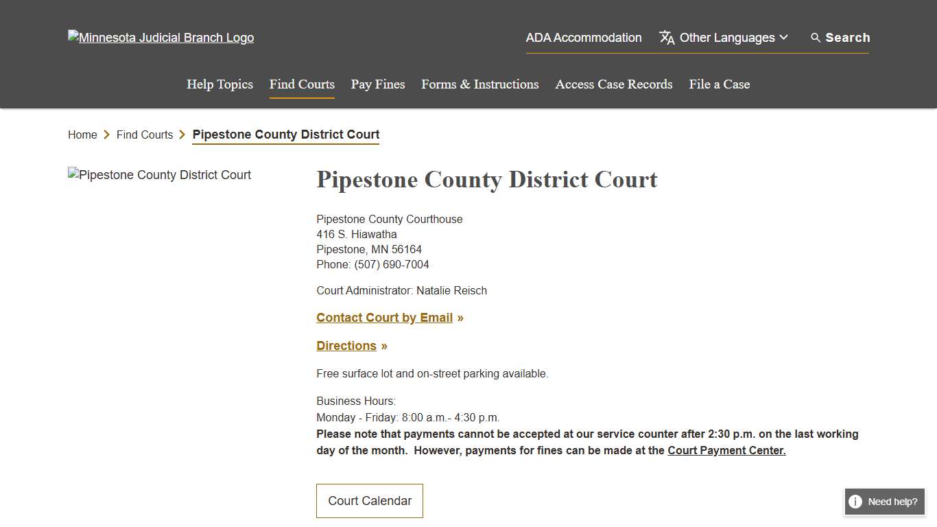 Pipestone County District Court